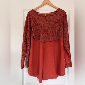 Free People Intimately Throw and Go high-low top w a brown/orange leopard print.